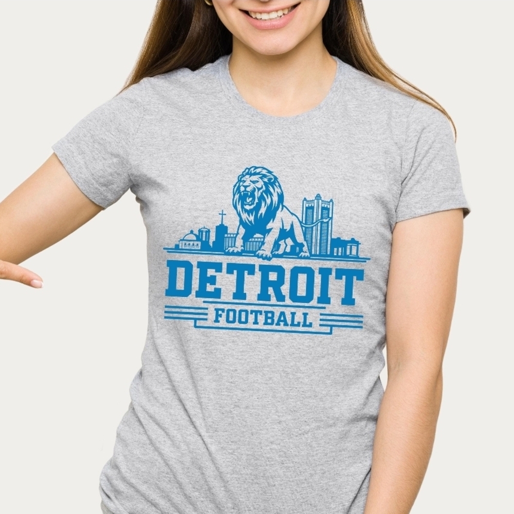 Gray Detroit Football T-Shirt